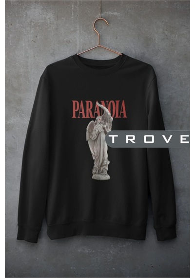 Startmore Unısex Kadın Erkek Paranoıa Mitoloji Heykel Standart Comfort Uzun Kollu %100 Pamuk Sweatshirt Beyaz Siyah