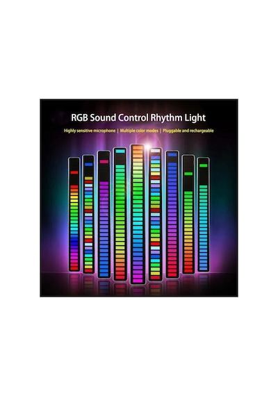Rgb Ses Kontrol Ritim Işığı 32 Bit Göstergeli Sesle Araba/pc/tv/oda/masaüstü Için Renkli Led Işık