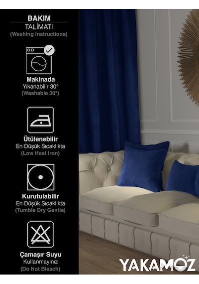 Br Yakamoz Gece Mavisi Kırlent , Yastık Kılıfı Kadife Görünümlü Velvet Touch Serisi Gece Mavisi