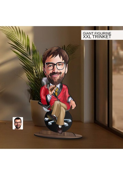 Bk Gift Kişiye Özel Boss Baba Karikatürlü Büyük Boy Ahşap Biblo-4 Arkadaşa Hediye , Sevgiliye Hediye, Kişiye Özel Biblolar