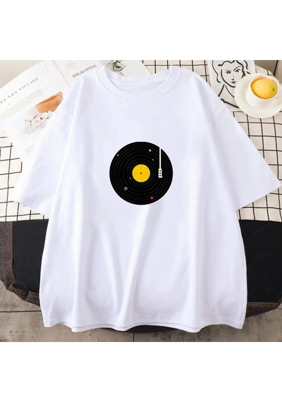 Startmore Beyaz Vintage Müzik Grafik Baskı Retro Yetişkin Tshirt Moldova Üs Beyaz