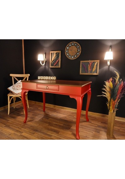 Wooding-Mobilya Wooding 120 Cm Çekmeceli Masif Kırmızı Ceviz Çalışma Masası