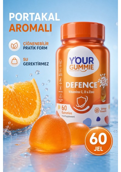 Y'our Gummie Defence C Vitamini Çinko ve D3 Gummies Portakal Aromalı 60 Gummies