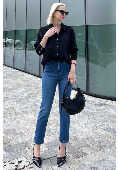 Madmext Açık Mavi Slim Fit Kadın Mom Jean Mg1738-açık Mavi Açık Mavi