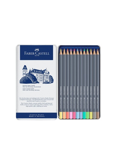 Tr Goldfaber Aqua Boya Kalemi 12'li Pastel Renkler, Yüksek Pigmentli, Suya Dayanıklı, Kolay Açılabilir, Metal Kutul Genel