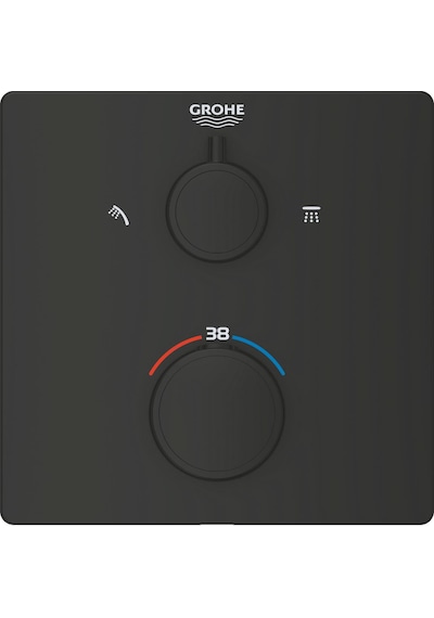 Grohe Grohtherm Termostatik Banyo/Duş Bataryası 2 Çıkışlı Divertörlü - 1022092430 Siyah