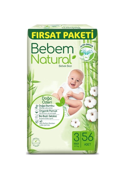 Bebek Bezi Midi 3 Beden Fırsat Paketi 56 Adet