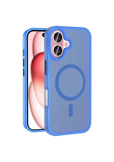 Apple Uyumlu iPhone 16 Kılıf M-safe Şarj Özellikli Mat Arka Yüzey Zore Sio Kapak Mavi