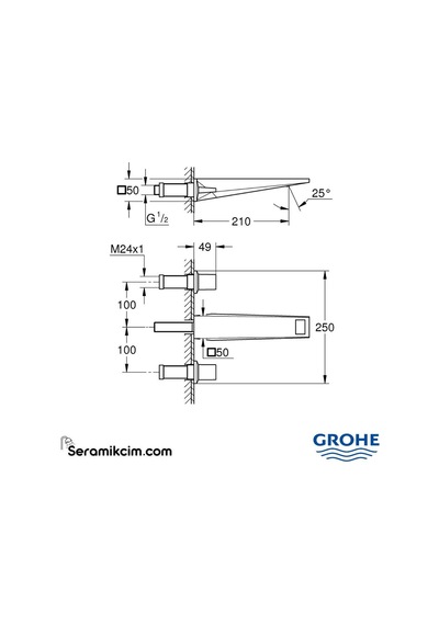 Grohe Allure Brilliant 20629AL0 1/2 L-Boyut Üç Delikli Lavabo Bataryası Antrasit