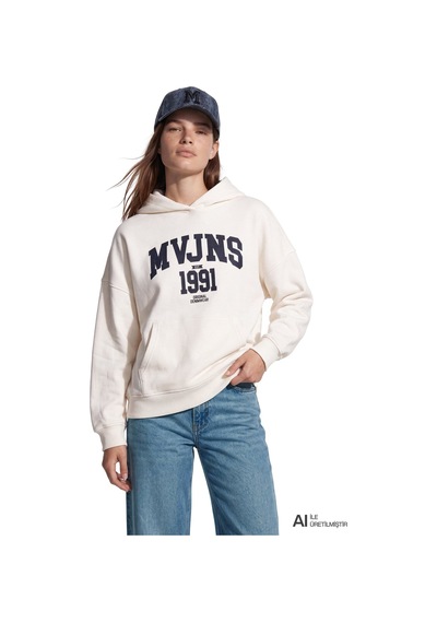 Mavi Logo Sweatshırt Hindistan Cevizi Kırık Beyaz Kadın Sweatshirt M1s20141-80194