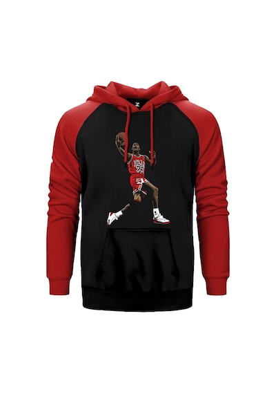 Air Jordn Grafiti Kırmızı Renk Reglan Kol Kapşonlu Sweatshirt Kırmızı