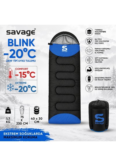Kamp Uyku Tulumu - Blink - Mavi - Extreme -20c - Savage Ys-509 Çok Renkli