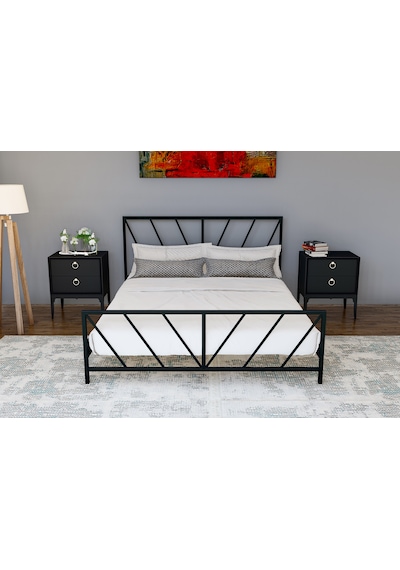 Metalia Gm 227 Gözde Çift Kişilik Karyola Siyah 150X200
