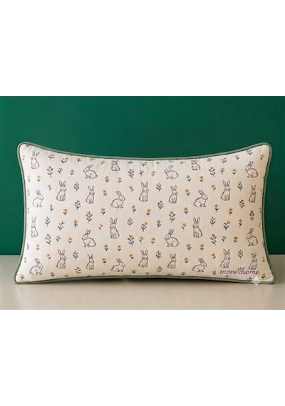 More Home Müslin Bebek Yastık Kılıfı Kapaklı 35x45 Tavşanlı Krem