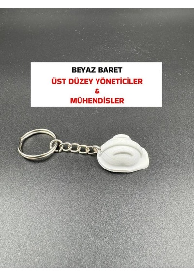 Baret Model Anahtarlık - Beyaz Baret Üst Düzey Yöneticiler, Mühendisler