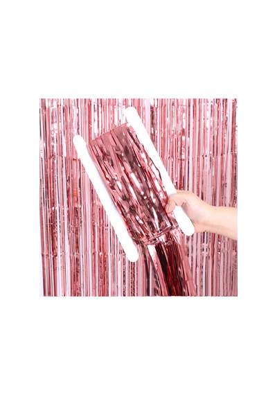 Rose Gold Renk Ekstra Metalize Parlak Saçaklı Arka Fon Perde İthal A Kalite 1x2 Metre Bx40 Diğer