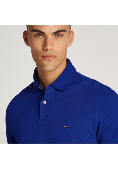 Tommy Hilfiger Erkek Dokuma Polo Yaka Kısa Kol Günlük Mavi T-shirt-15689
