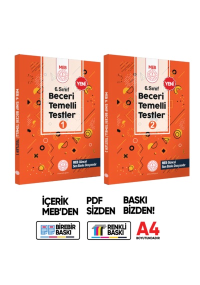 6.sınıf Meb Beceri Temelli Testler 1 Ve 2. Kitap Seti Örnek Soru Bankası Renkli Baskı Baskı Ücreti