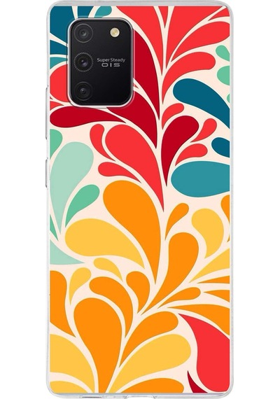 Samsung Galaxy A91 İle Uyumlu 1mm Slim Fit Retro Colors 5 Baskılı Şeffaf Kılıf Şeffaf