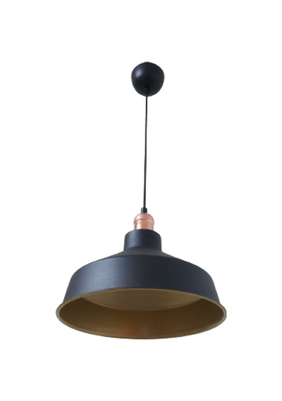 Retro Metal Siyah Dekoratif Bakır Duylu Siyah İçi Gold Kafe Mutfak Avize Çap:30 Cm Beyaz