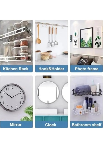 Ultra Güçlü Kendinden Yapışkanlı 8 Adet Şeffaf Askı Vida Askı Toblo Askı Banyo Mutfak Askısı Plastik Diğer
