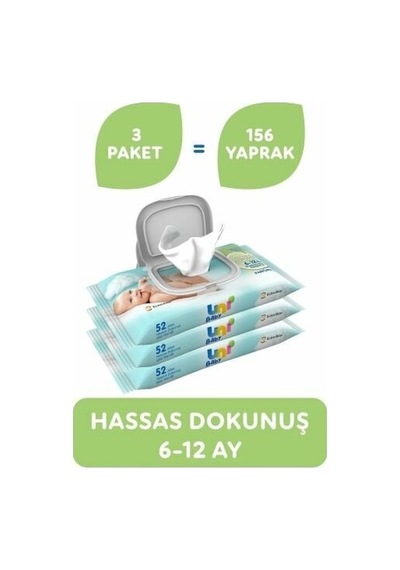 Uni Baby Hassas Dokunuş 3'lü 156 Yaprak Islak Mendil