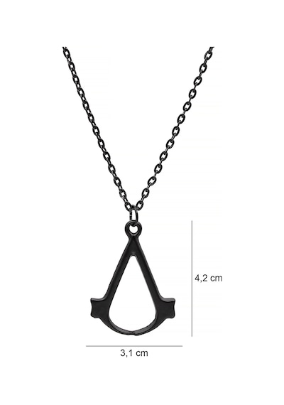 Assassin's Creed Kolye Oyuncu Kolyesi Siyah Renk Klasik Zincirli Siyah