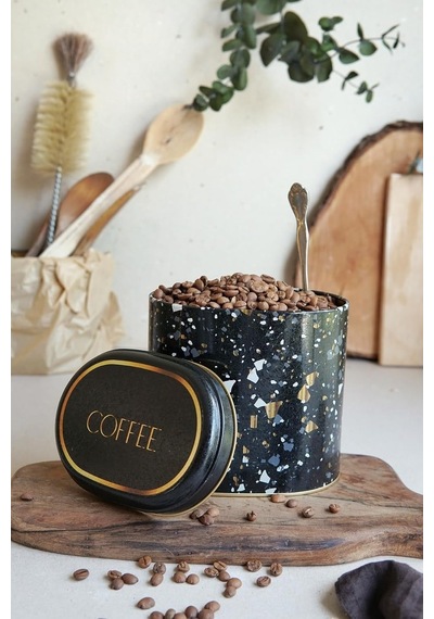 Tr Er004-1h Terrazzo Black Desenli Oval Metal Saklama Kabı 11x15 Cm Terrazzo Black Genel