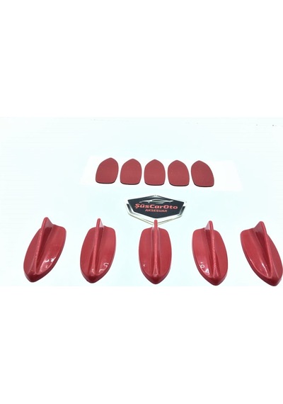 Şüscar 5 Li Mini Shark Balina Anten Seti Balık Sırtı Süs Anten Kırmızı