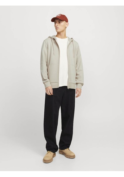 Jack & Jones Jjecorp Logo Sweat Zıp Hood Noos Bej Erkek Sweatshirt 12265177