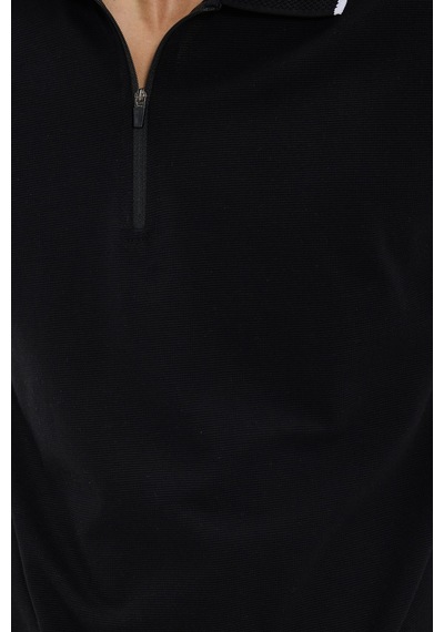 Tudors Erkek Slim Fit Dar Kesim %100 Pamuk Jakarlı Düz Yaka Ve Kol Detaylı Siyah Polo Yaka Tişört-50214 Tudors Erkek Slim Fit Dar Kesim %100 Pamuk Jakarlı Düz Yaka Ve Kol Detaylı Siyah Polo Yaka Tişört-50214