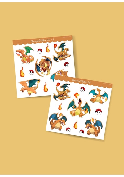 Charizard - Pokemon - Sticker - Parlak Kağıt 2'li Set