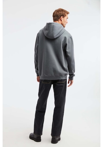 Grımelange Epıc  Erkek Yumusaçık Kumaşlı Kapüşonlu Kordonlu Regular Fit Nakışlı Açık Gri Sweatshirt