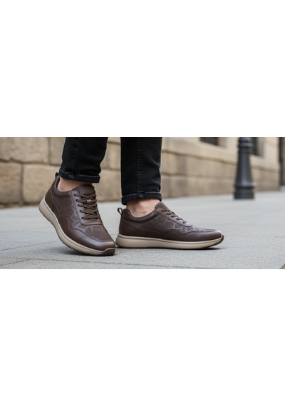 Growish Gr0444 Hakiki Deri Bej Renk Eva Taban Geometrik Desenli Sneaker Yürüyüş Ayakkabısı Kahverengi Growish Gr0444 Hakiki Deri Bej Renk Eva Taban Geometrik Desenli Sneaker Yürüyüş Ayakkabısı Kahverengi