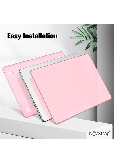 Novstrap Apple Macbook Pro 16 İnç M3/m3 Pro/m3 Max A2991 İle Uyumlu Kılıf Sert Parlak Koruma Kapak Pembe