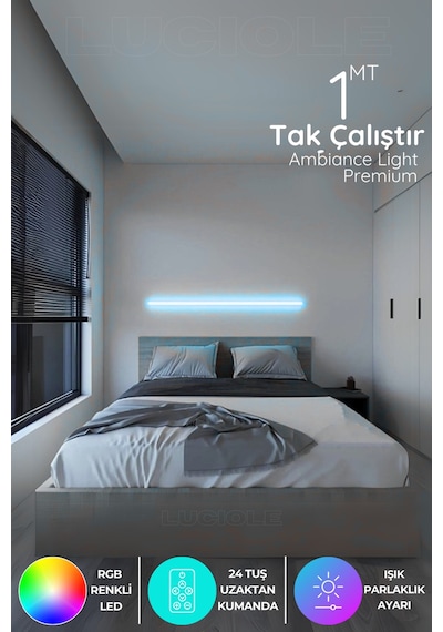 Rgb Led Abajur Aplik Gece Lambası Lambader Renkli Uzaktan Kumandalı Işık - Ledtube13
