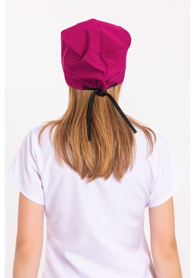 Unisex Koyu Pembe Kalp Ritim Nakışlı Doktor Hemşire Hastane Medikal Cerrahi Bonesi Pembe