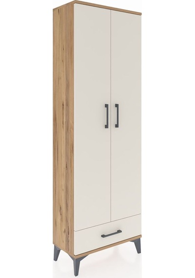 Arges Dolap 2 Raflı Tek Çekmeceli Tek Askılı 60x30x182 Çam-ay... Çam