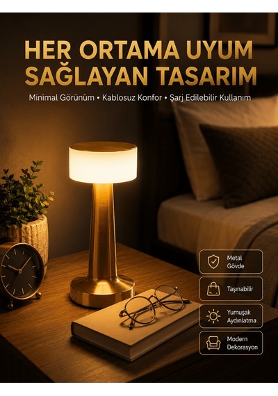 Kablosuz Renkli Masa Ve Gece Lambası Altın Rengi Dokunmatik Led Lamba Çok Renkli 85853122