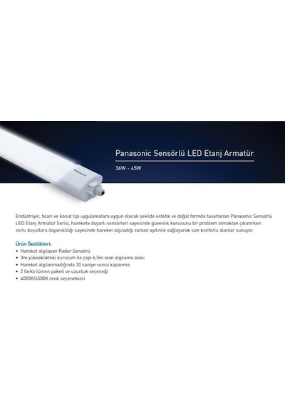 Panasonıc Sensörlü Beyaz Işık 36w Led Etanj Armatür 865