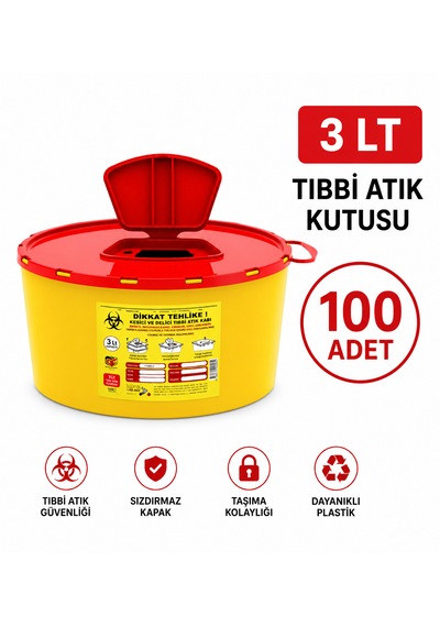 3 Lt Tıbbbi Atık Kutusu 100 Adet