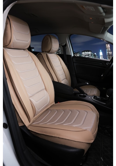 Dodge Caliber Uyumlu Lüx Deri Oto Koltuk Kılıfı Ön Arka Set Bej Sport Serisi Fs