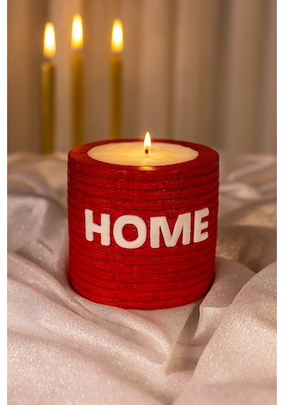Dekoratif Kokulu Mum Home Kırmızı Home