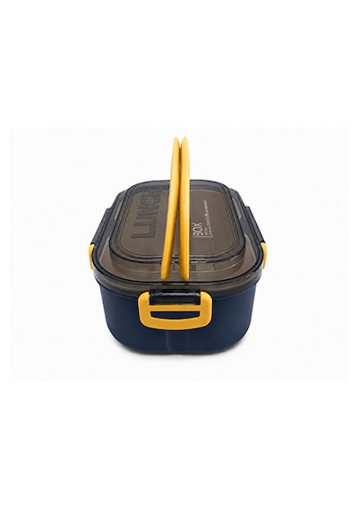 Bölmeli Lunch Box Sızdırmaz Kapaklı, Çatal Kaşık Bıçaklı Pratik Yemek Saklama Kabı Beslenme Kabı Lacivert