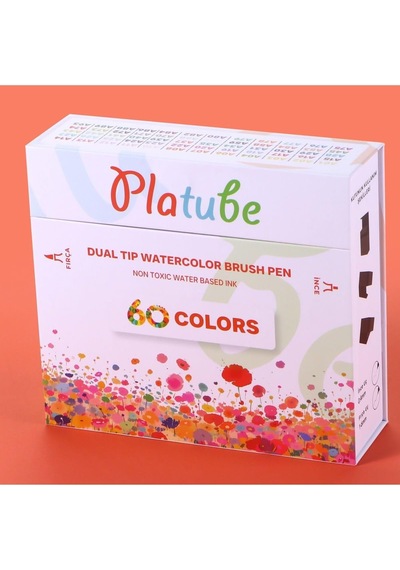 Platube 60'li Brush Pen Çift Taraf Marker Kalem Seti Bullet Jurnal Mandala Eskiz Boyama Seti
