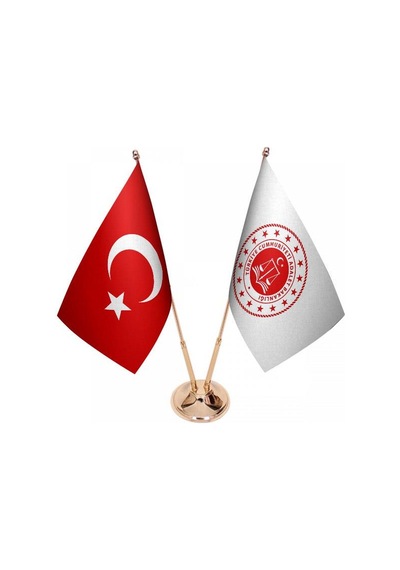 Masa Üstü Adalet Bakanlığı Bayrağı Türk Bayrağı İkili Pirinç Dire