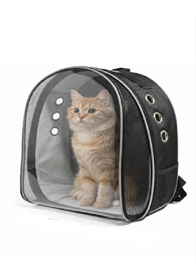 Astronot Şeffaf Pencereli Kedi Taşıma Sırt Çantası Siyah