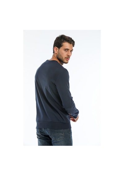 Süperlife Erkek Bisiklet Yaka Regular Fit Brooklyn Baskılı İnce Sweatshirt Spr22sw132 NAVY