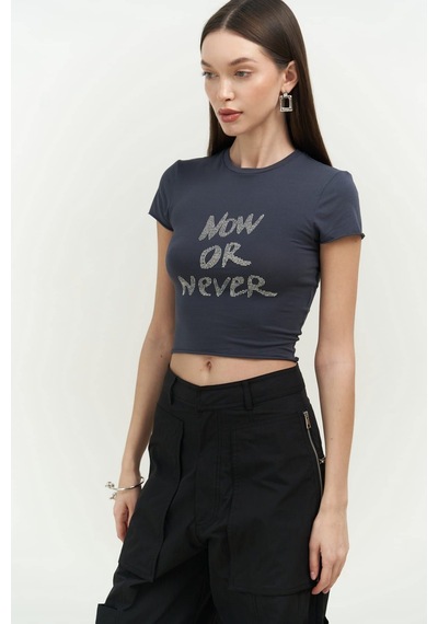 Mai Collection 2724 - Now Or Never Antrasit Penye Crop