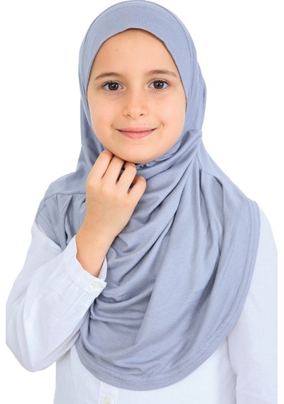 Modish Group Kız Çocuk Hazır Başörtüsü Pratik Penye Şal Tesettür Giyim Gri